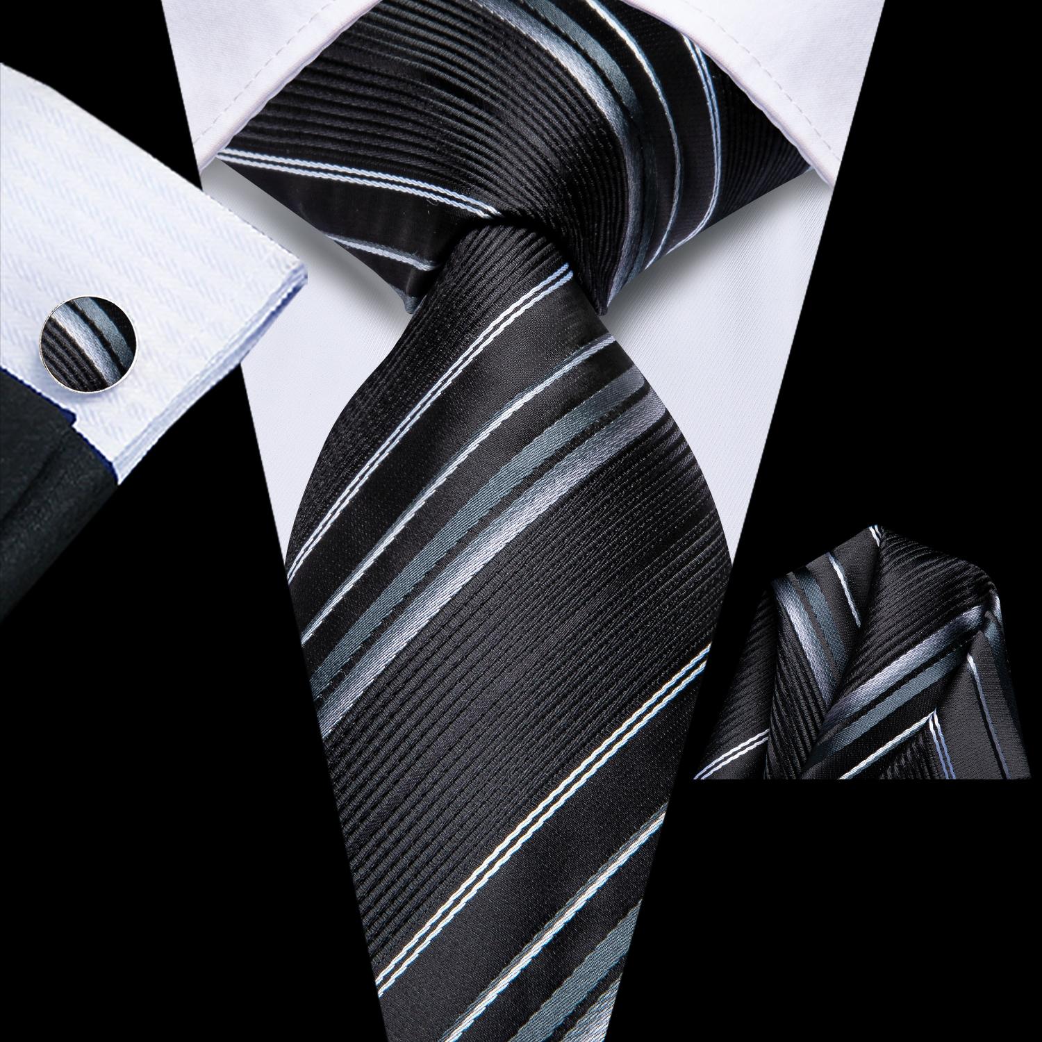 

Чоловічі краватки в смужку Hi-Tie Комплект світлих шовкових краваток Block Equal Stripes Tie N-3864