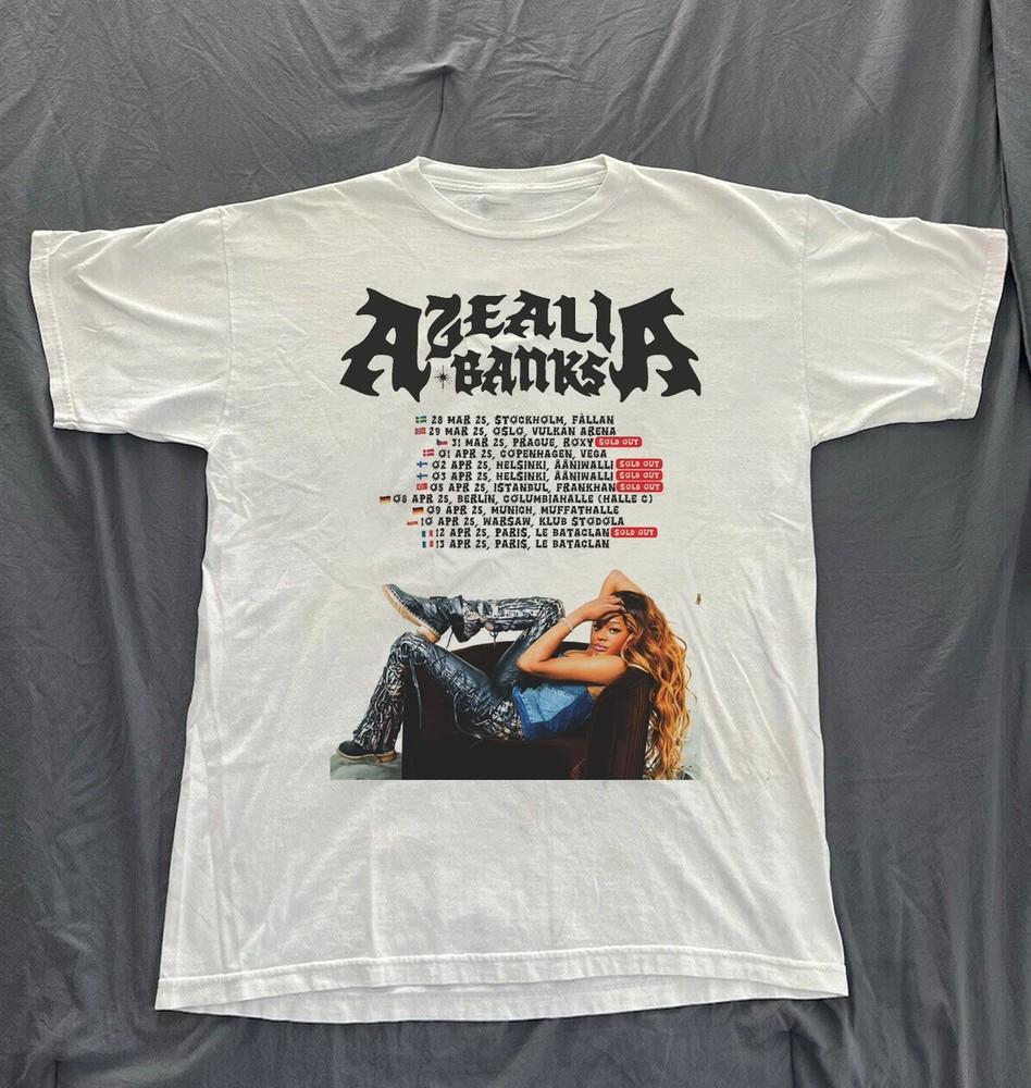 Hot Azealia Banks Tour 2025 White Color Full Size Shirt Unisex FN1360 Unisex T-Shirt L