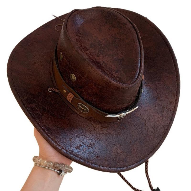 Women Vintage Wide Brim Cowboy Hat Outdoor Sun Protection Travel