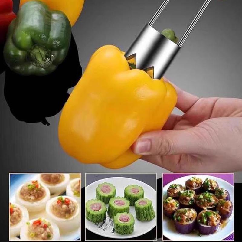 Nerezový odstraňovač jader ovoce, jablek, hrušek, paprik, vypeckovač, všestranný nástroj pro vytahování jader zeleniny, kuchyňské pomůcky