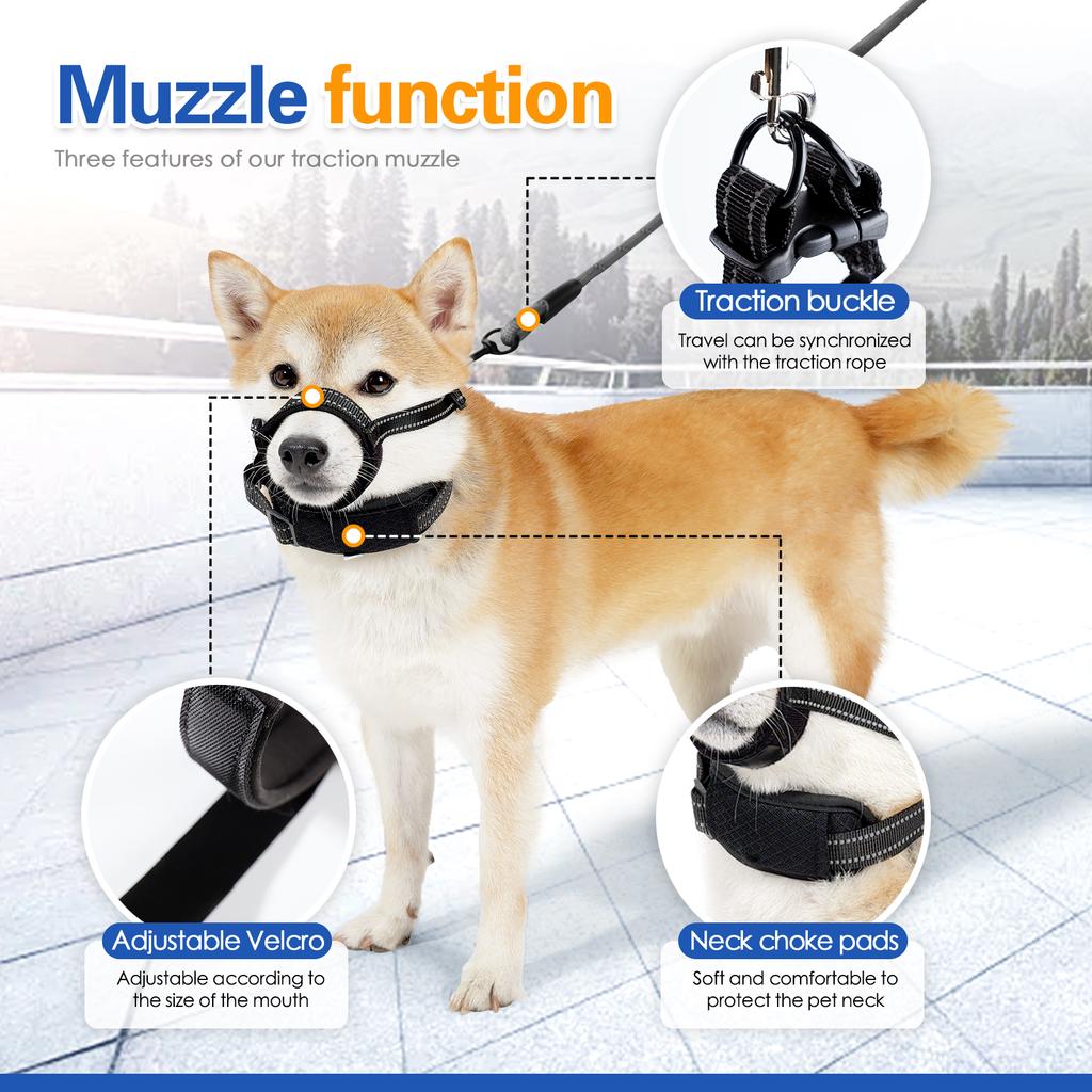 Nylon Dog Muzzle for Small,Medium,Large Dogs Prevent from Biting,Barking and Chewing,Adjustable Loop