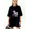 Oversized T Shirt Black Horse Graphic And Text Just A Girl Who Loves Horses Casual Wear For Women