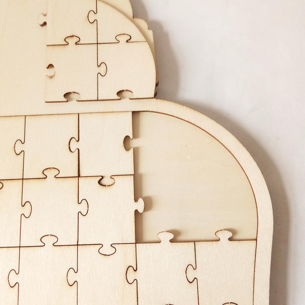 Wooden Milk Bottle Shaped Wedding Guestbook Personalised Creative Jigsaw Sign in Book for Guests Blessings Romantic Memory