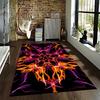 Abstract Fire Pattern Area Rug with Black Background, Home Decor Carpet Suitable for use as an anti-slip for living room bedroom sofas