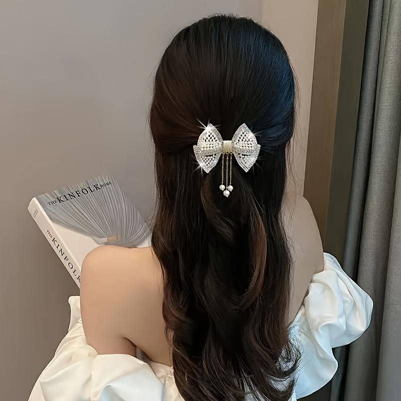 Vier-Jahreszeiten-Haarspangen mit Schleife und Strassfransen, elegante High-End-Federklammern für das Styling des Hinterkopfhaares