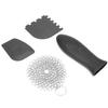Stainless Steel Cast Iron Cleaner Scrubber Toothed Scraper Pot Handle Cover Kitchen Cleaning Kit