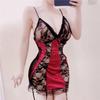 2024 Sexy Lace Mesh Cheongsam Nightgown Set – See-Through Spaghetti Strap Pajamas