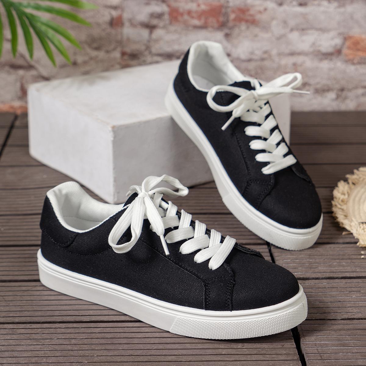 

Женские вулканизированные туфли, весенние однотонные женские туфли на плоской подошве со шнуровкой, с круглым носком, для прогулок на открытом воздухе, женская спортивная обувь Zapatos Mujer 36 чёрный