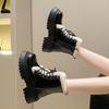 Women Ankle Platform Snow Boots High Heels Fur Warm Shoes Woman Winter 2025 Trend Chelsea Leather Shoes Fad Lace Up Botas Mujer
