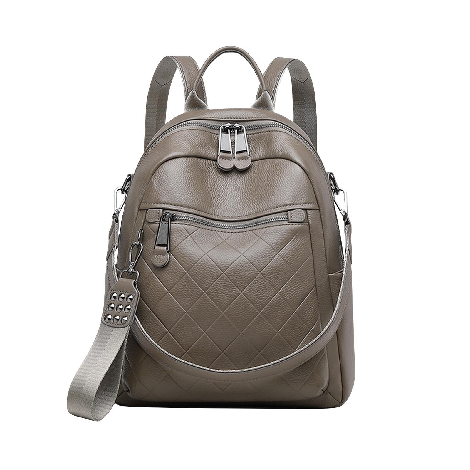 

Кожаный рюкзак, женская кожаная сумка, модный рюкзак большой вместимости, сумка через плечо 28*14*32cm серый