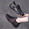Johnature Ethnic Style Retro Handmade Genuine Leather Soft Soled Shoes Cowhide Lace-up Women's Flat Shoes