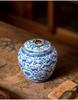 Ru Ware Blue & White Ceramic Tea Caddy: Moisture-Proof Chinese Style Sealed Storage for High-Grade Green, White, and Pu'er Tea.
