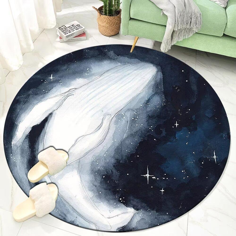 3D Blue The Earth Round Rug Universe Cartoon Room Decoration Bedside Living Room Carpet Boy Study Chair Mats Antiskid Lounge Rug