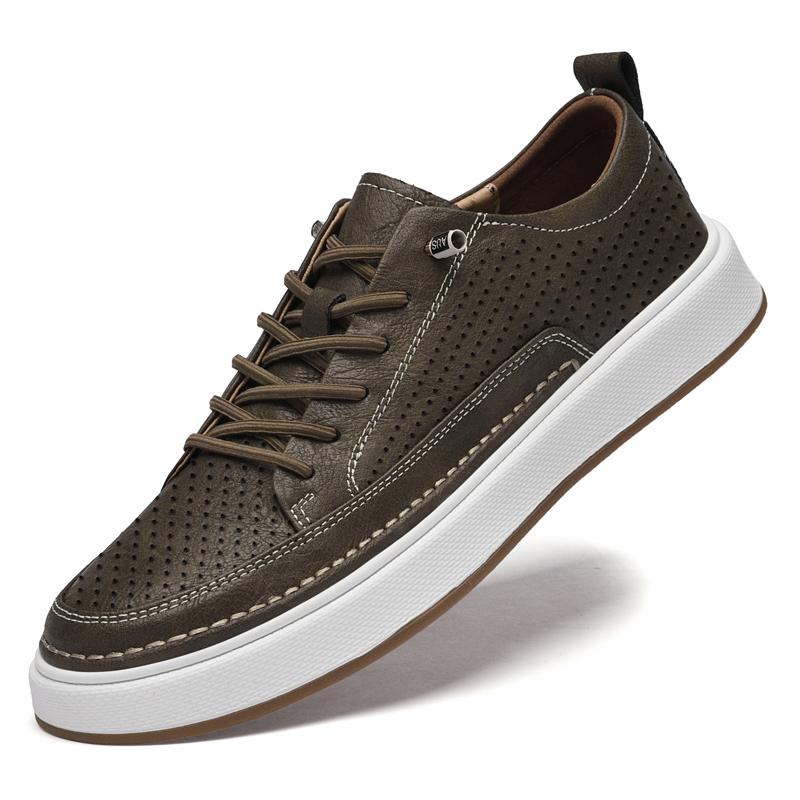 Fashion Brand Men's Genuine Leather Casual Shoes Wear-resistant Thick Soled Men's Oxford Shoes Versatile Outdoor Hiking Shoes Sneakers