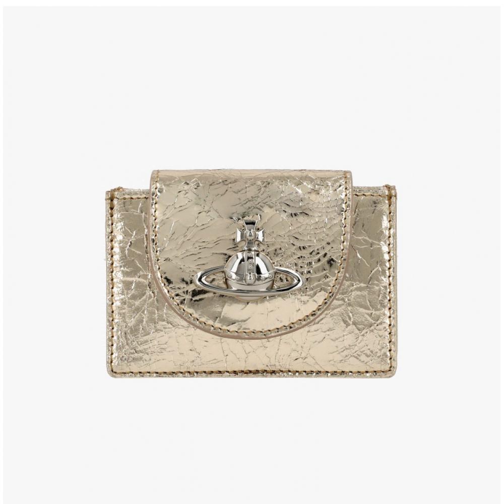 Vivienne Westwood Metallic Crinkle Flap Card Wallet 5402000aw L00a7 R401