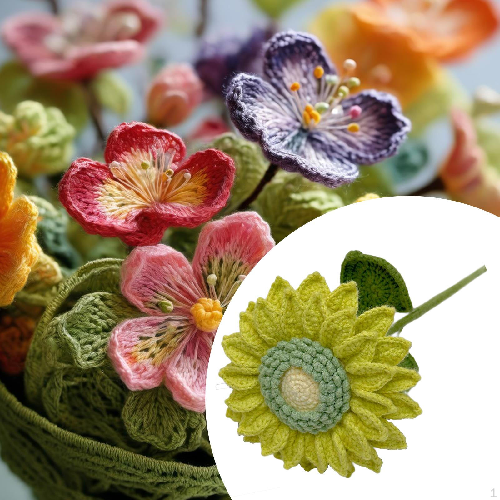 

Вязаный крючком цветок искусственный подсолнух украшение легкий яркий вязаный декор своими руками поделки для стола Yellow and Green