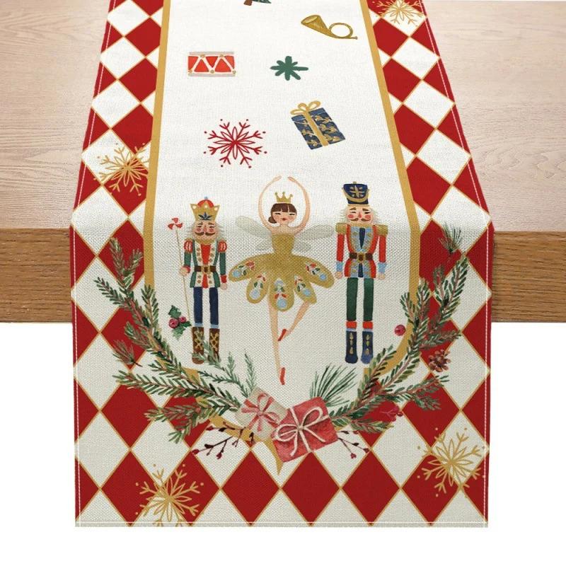 Christmas Table Mat Linen Print Santa elk Table Runner Christmas Decor Snowman Xmas Tree Pattern Tablecloth Home Xmas Ornaments