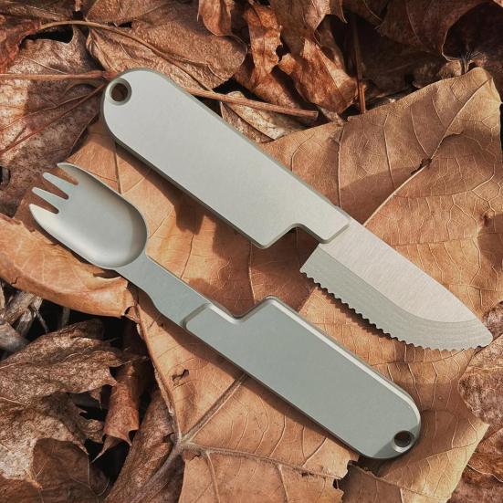 2 in 1 Camping Utensils Set Portable Magnetic Detachable Spoon Fork Combo