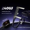 2-IN-1 Type-C Cable Foldable Mobile Phone Holder 240W Fast Charging Data Cable Multifunction Phone Charge Bracket Dual PD Cable