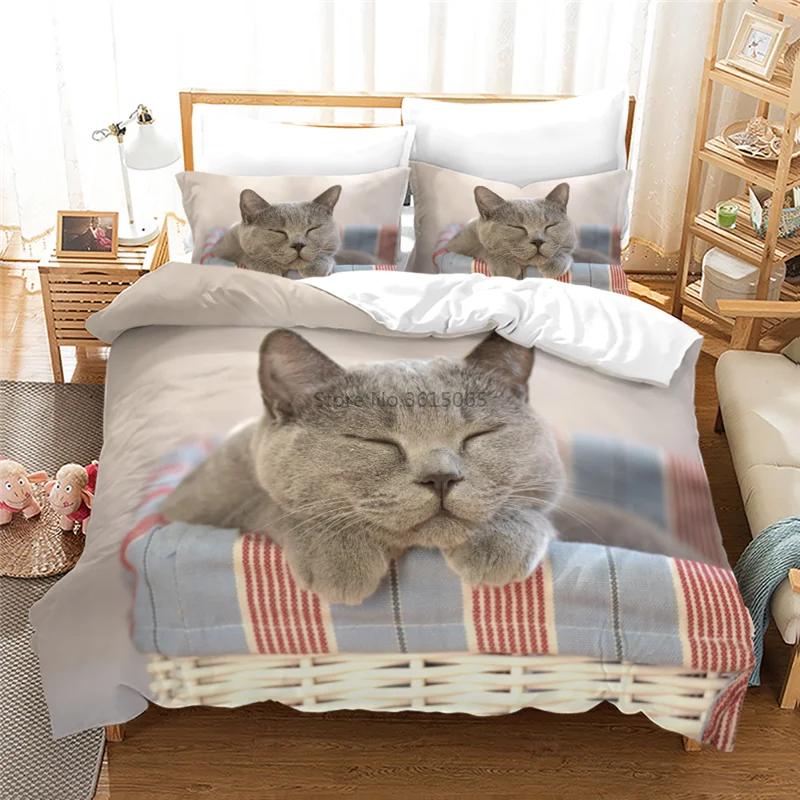 Lazy Cat 3d Bettbezug-Set mit Kissenbezug Bedrucktes Bettwäsche-Set Einzel Doppel Twin Full Queen King Size Bettwäsche Bettwäsche-Set