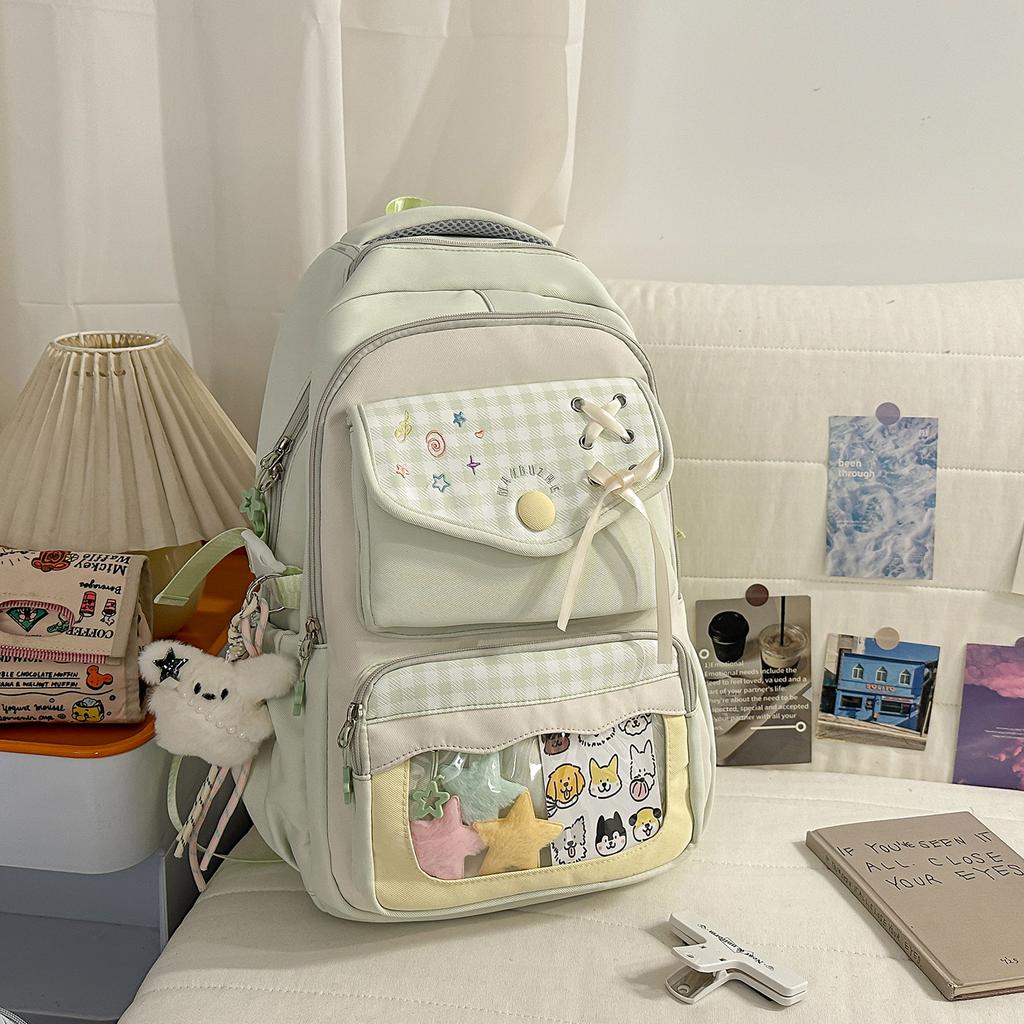 Schoolbag1011 new cute transparent pain bag cartoon foreign style backpack large capacity contrasting color backpack student schoolbag female