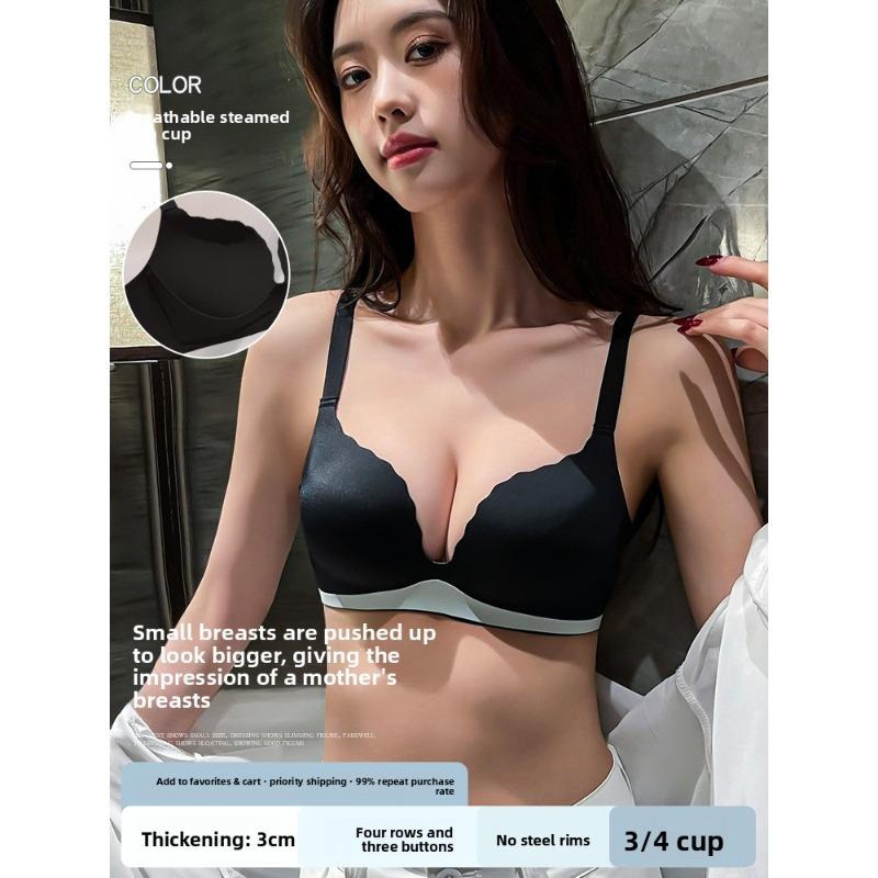 

Women s One Piece Sexy Small Breasts Gathered To Show A Large Thickened Anti Sagging and Non Trace Breast 32/70AB чёрный