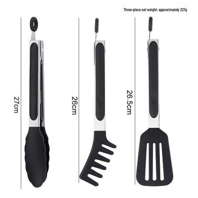 ZISIZ 9-Inch Black Silicone Food Tongs Set