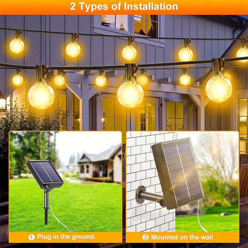 Solar String Lights Outdoor G40 Patio Lights with LED Shatterproof Bulbs,Weatherproof Hanging Lights for Garden Backyard Bistro