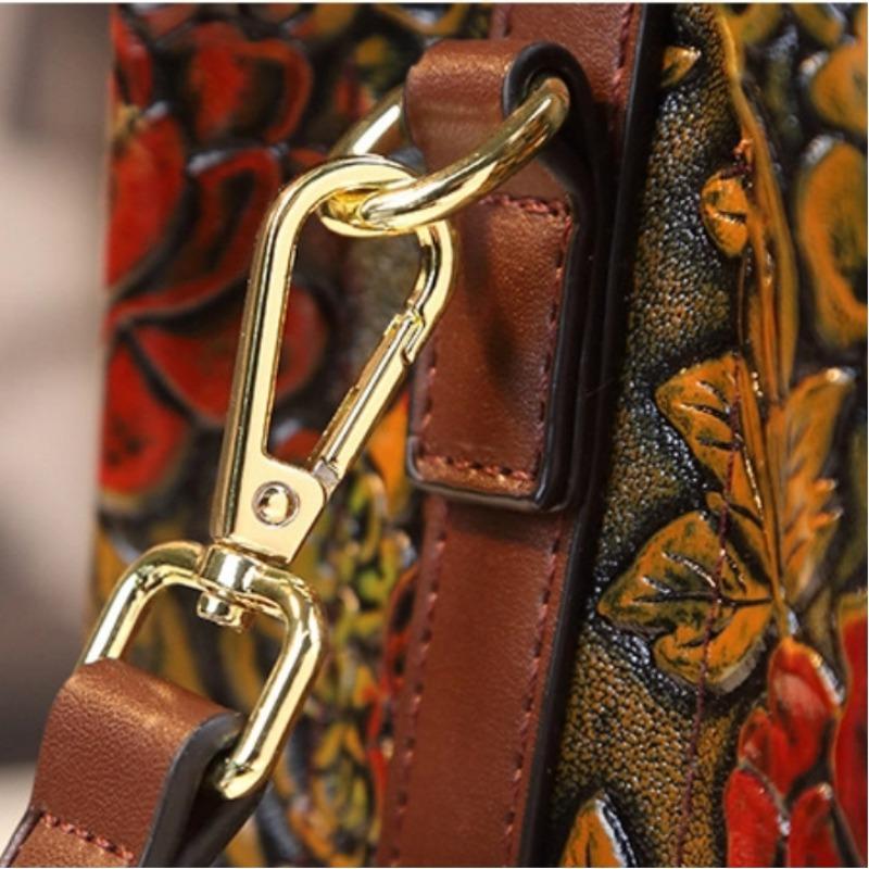 Women Tote Handbag Armpit Bucket Bag Fashion Middle-aged Mother Large-capacity Bag Retro Ink Painting Crossbody Shoulder Messenger Bag