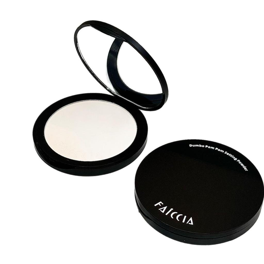 FAICCIA Fluffy Setting Powder Compact: Clear Natural Look, Oil Control, Touch-up Concealer, Brightening Loose Powder.