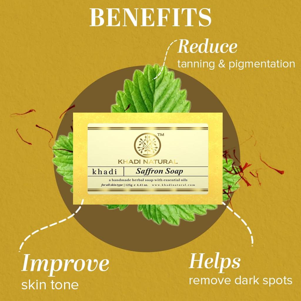 Khadi Natural Saffron Soap 125 g X Pack Of 2 Deep Moisturizing Skin Brightening Bar For Natural Glow All Skin Types