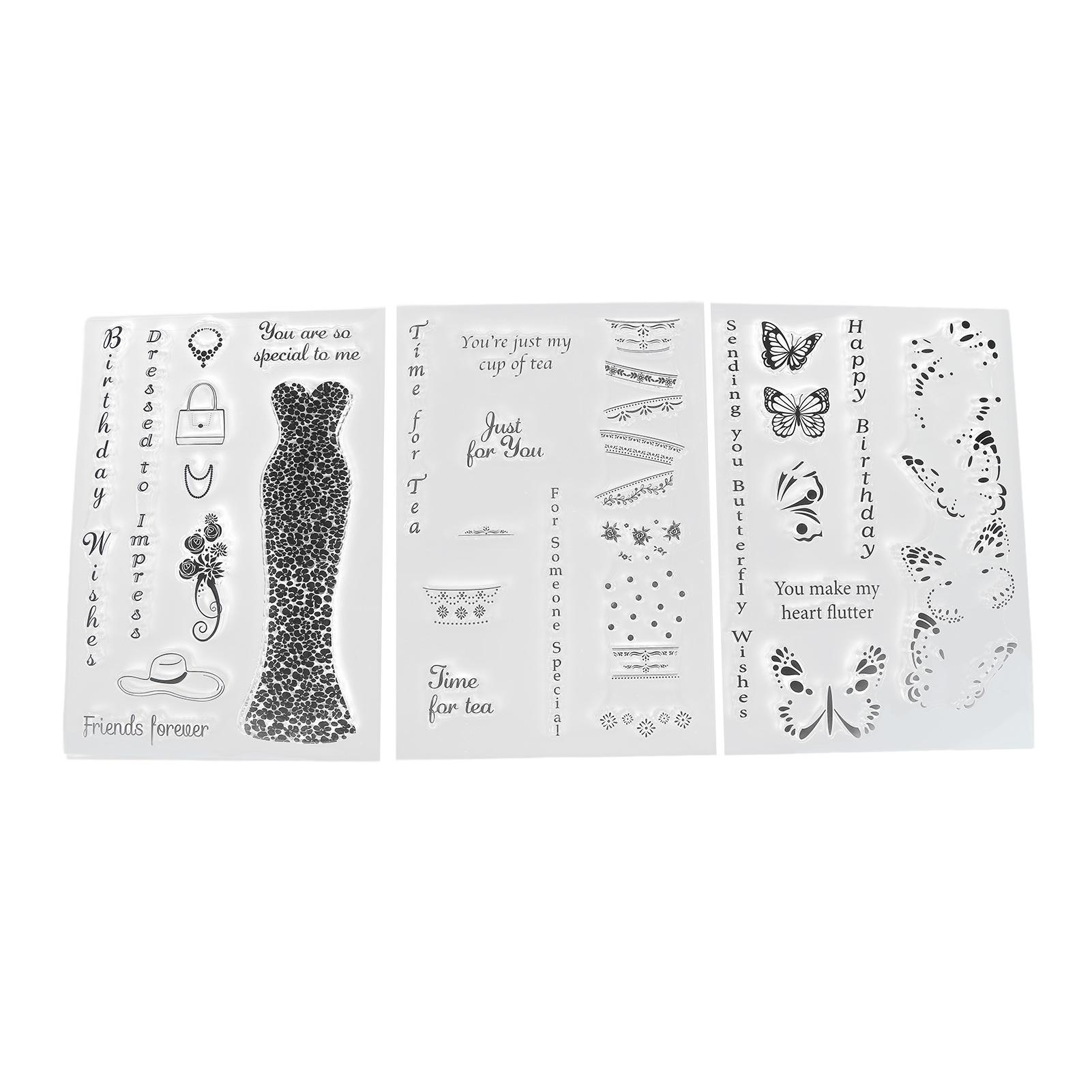 3 шт. Прозрачные штампы Прозрачный оттиск Многократное приклеивание Легко использовать Прозрачный штамп для изготовления открыток Украшение