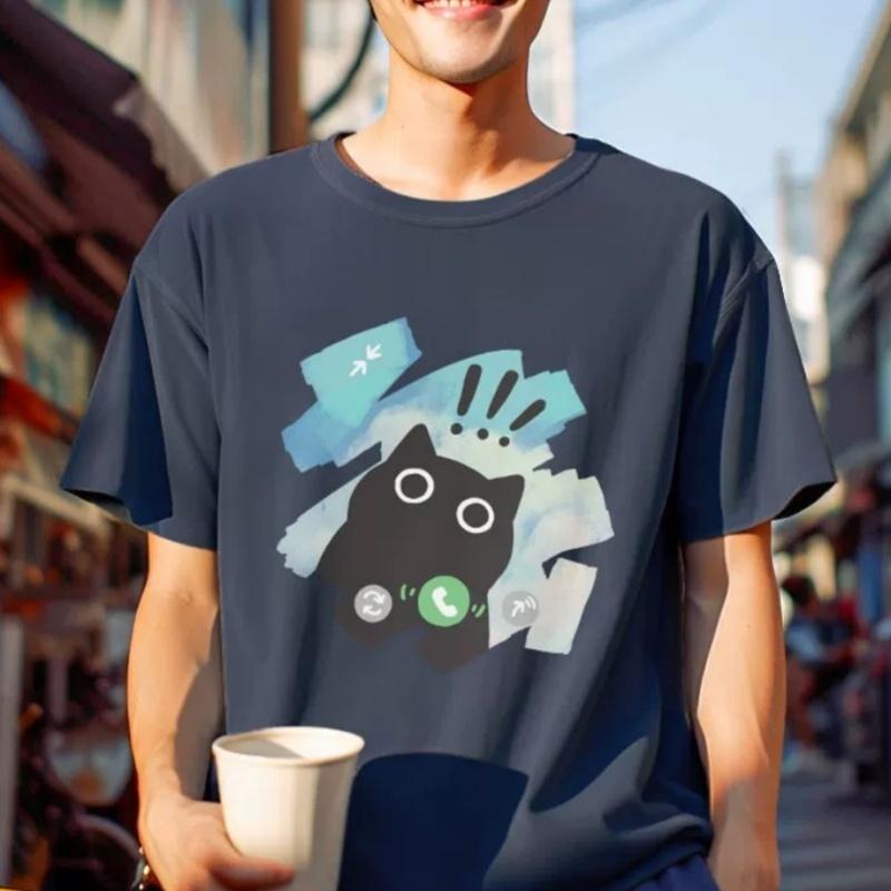 Voice Call Cat Japanese Style T Shirt Men Women Fashion Tshirts Summer Tops Cotton Loose Street Hip Hop T-Shirts 5XL