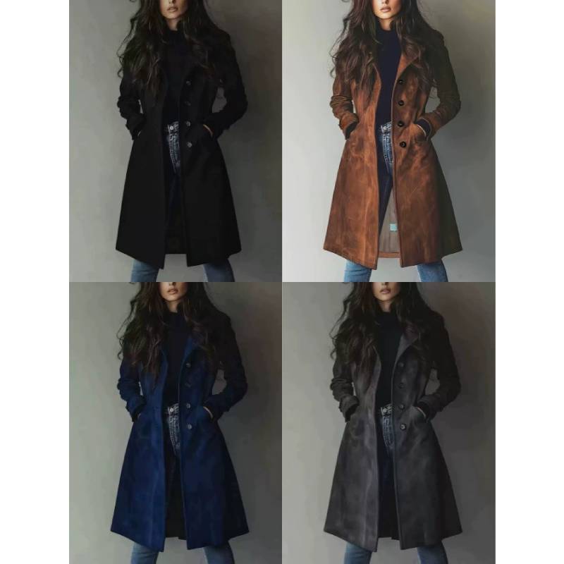 Klassischer Damen-Blazer mit langen Ärmeln, Reverskragen und Taillenzug für das Büro