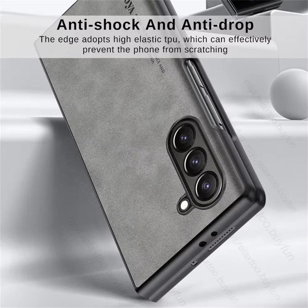 Sheepskin Leather Case for Samsung Galaxy Z Fold8 Fold7 Fold6 Fold5 Fold4 Fold3 Fold 8 7 6 5 4 3 5G TPU Soft Frame Protect Shell