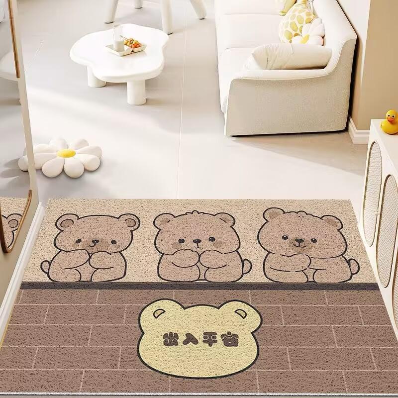 Cartoon Silk Circle Floor Mat Entering The Door, Porch Foot Mat Household Cute Mat Entering The Door, Rubbing Soil And Wear-Resistant Carpet