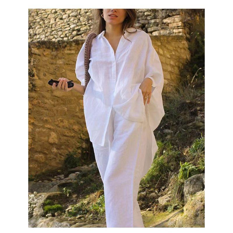 

Модный стиль Осень Новое поступление Льняная рубашка Женская Свободная Повседневная рубашка Хлопок Лен Топы Тонкое Солнцезащитное пальто Тренд White M