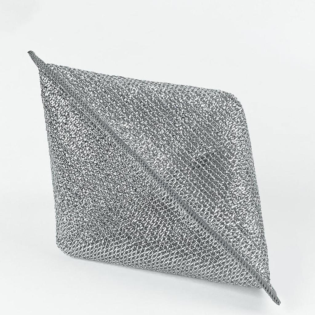 High-Quality Silver Thread Dishcloth: Soft, Durable, Non-Stick, and Tough Dishwashing Cloth with Steel Wire and Polyester Blend.