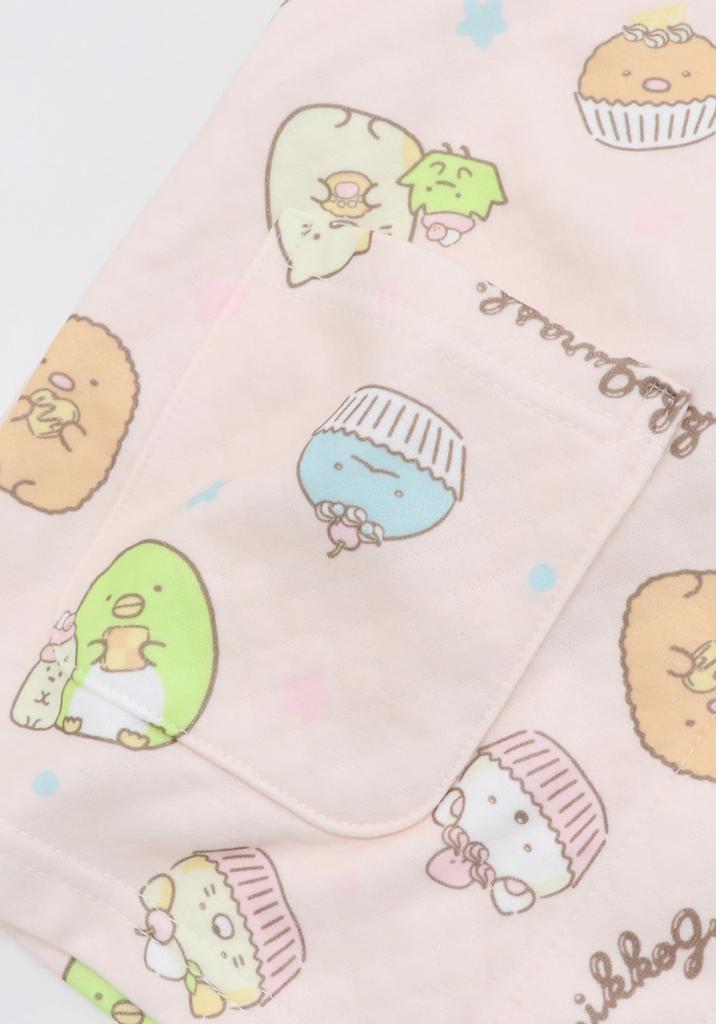 Kaituck Family Sumikkogurashi Kids' Shirt Pajamas, Long Sleeve, Quilted, Spring/Autumn, Sizes 130cm, 140cm, and 150cm (140cm, Pink)