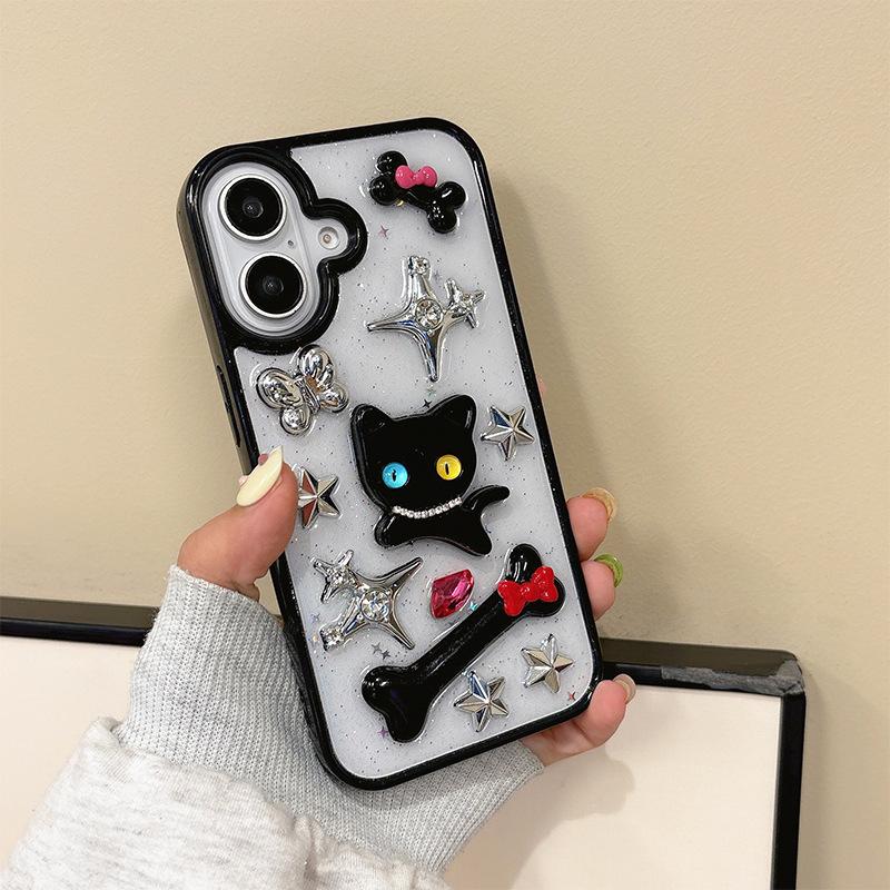 

Bow Tie Bone Cat Phone Case for IPhone17promax Transparent for Apple 15 Flower Heart 14 For iPhone 7/8/SE 2020