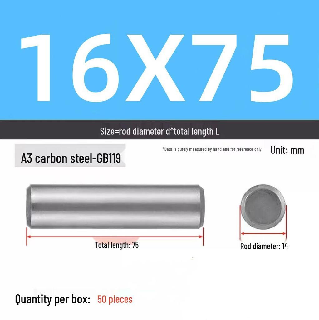 Cylindrical Dowel Pin, GB119, A3, Natural, M16-M20 Specifications Complete