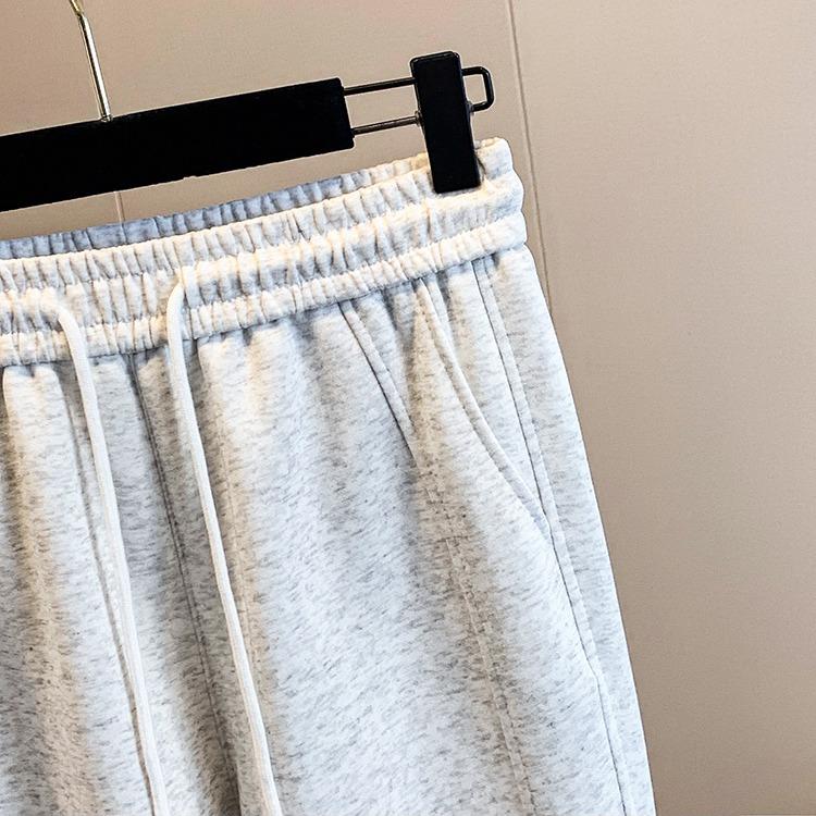 DIMANAF 2025 Plus Size Long Pants Belt Women Solid Harem Elastic Waist Casual Loose Pants New