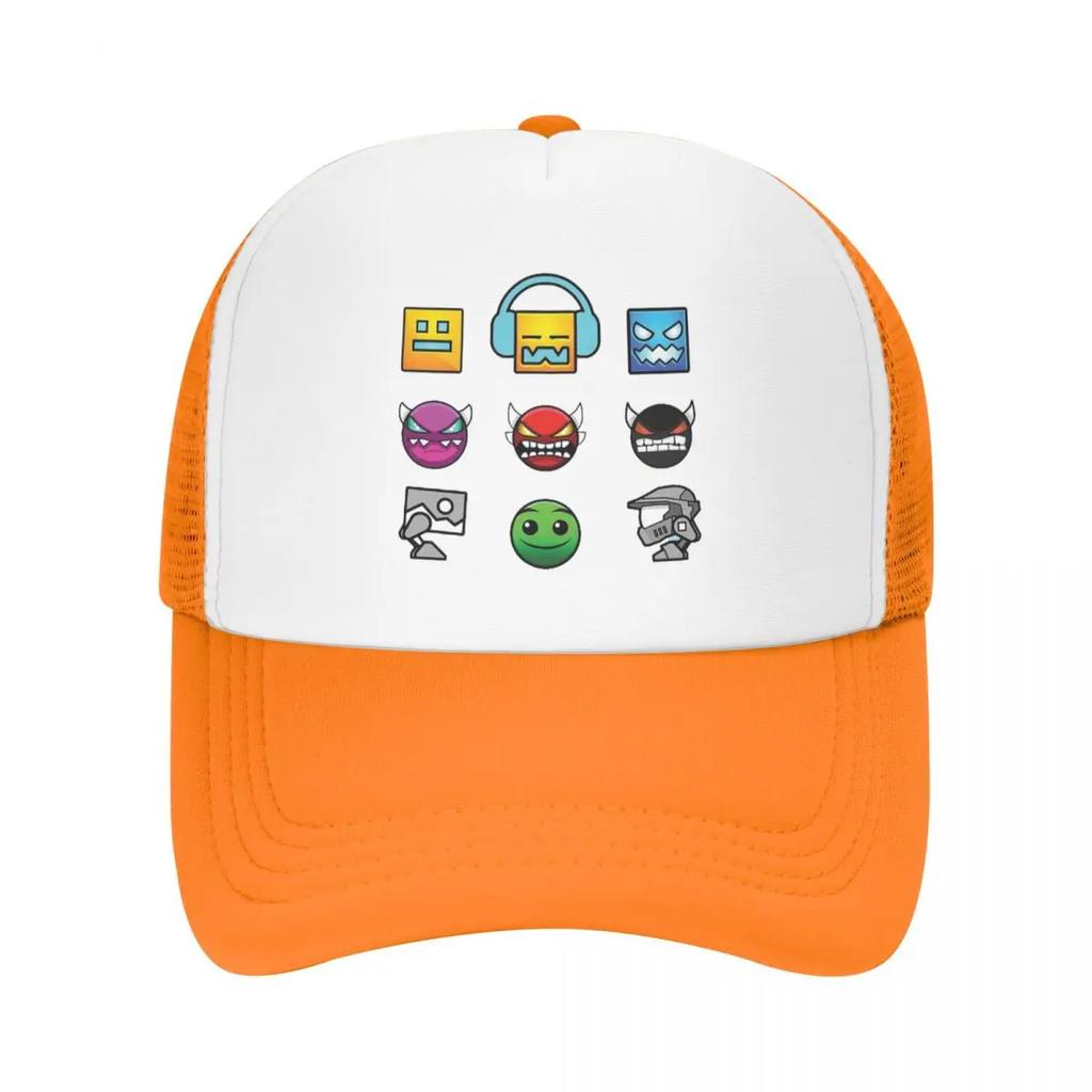 Geometry Dash Cap Fashion Casual Mesh Baseball Caps Adjustable Hat Hip Hop Summer Unisex Baseball Hats Polychromatic