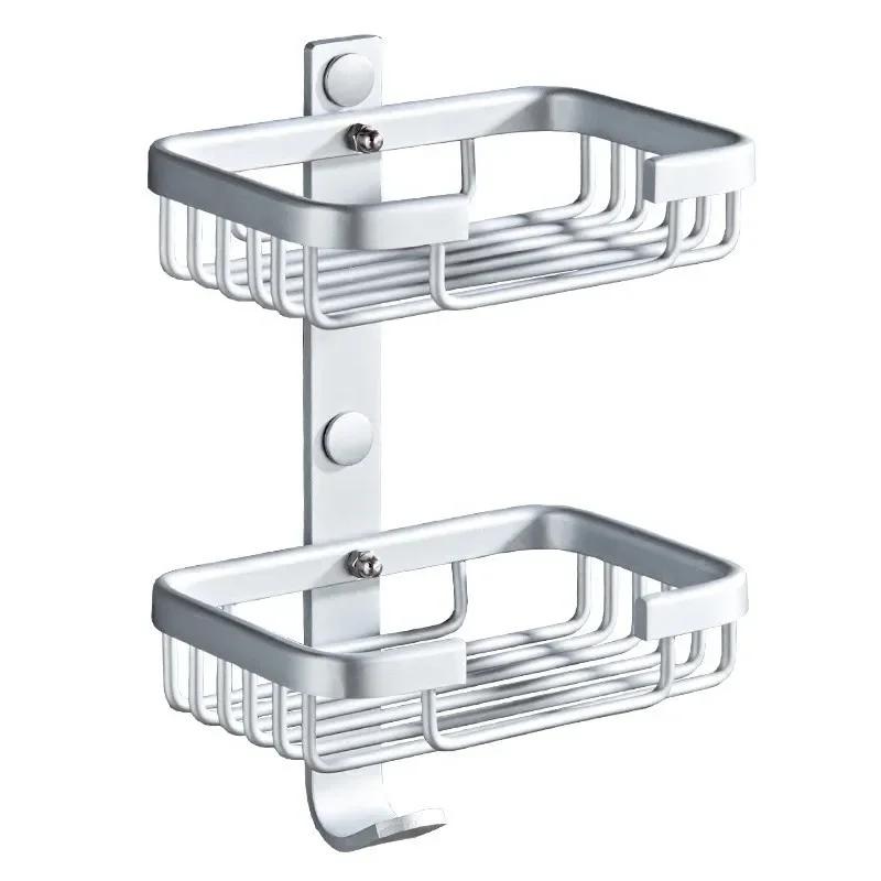 Aluminum Alloy Soap Dish Bathroom Soap Holder With Drain Water Wall Mounted Soap Box Bathroom Accessories