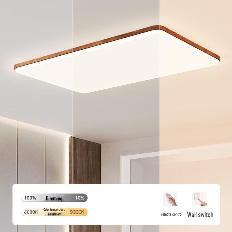 Oeny Modern Square Walnut Wood LED Ceiling Light