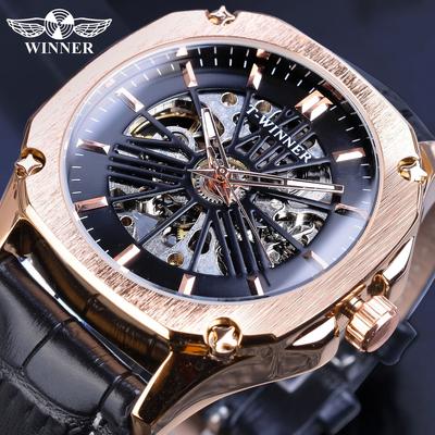 Vítěz nových nejlepších pánských hodinek Skeleton Mechanical Watch Automatické mechanické hodinky Pánské hodinky s páskem