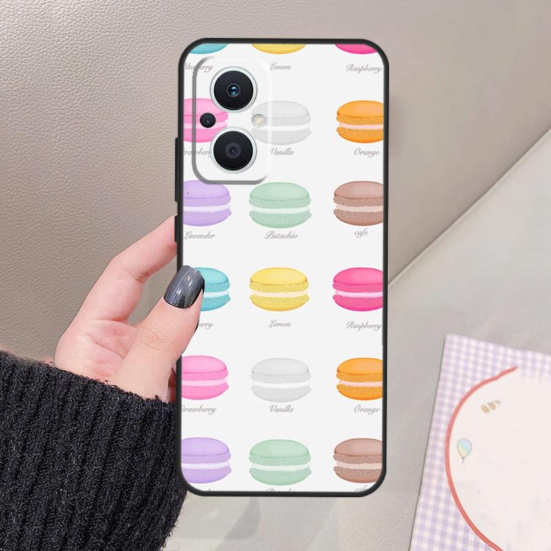Macarons Cake Dessert Funda For OPPO Reno 10 11 12 13 14 Pro 8 7 Lite 11F 12F 13F 14F OPPO Find X8 X5 X6 X9 Pro Case