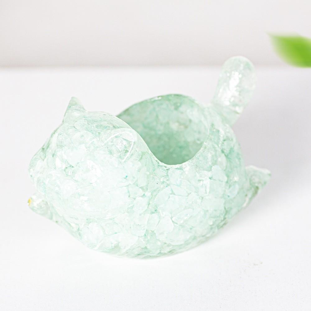 Resin Cat Car Decor Figurine With Crystal Stones For Home And Car Display
