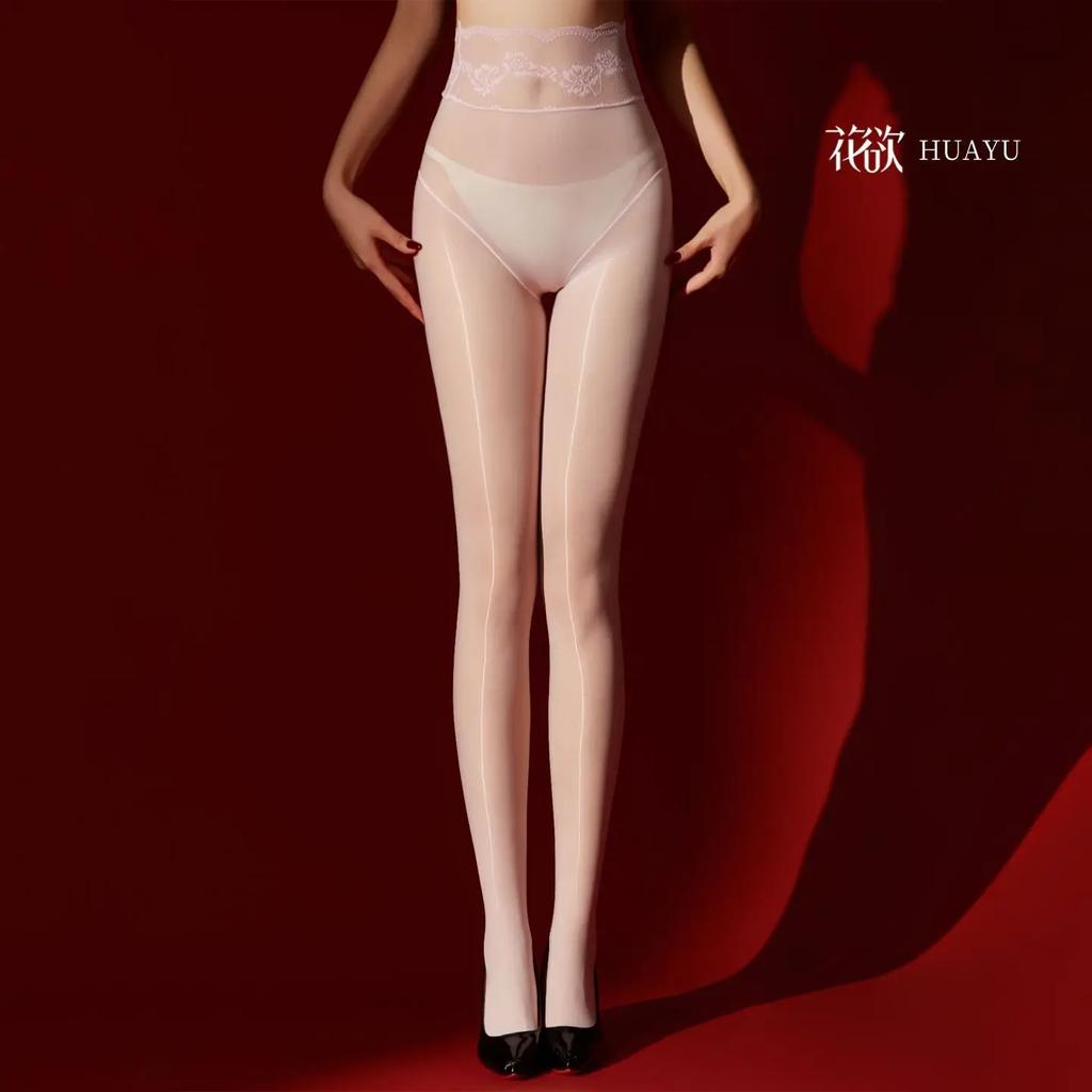 Dámské Pánské Sexy Krajkové Punčochové Kalhoty s Vysokým Pasem Lesklé Hedvábné Punčochy Průhledné Ultra-Tenké Bezešvé Bodystocking Spodní Prádlo