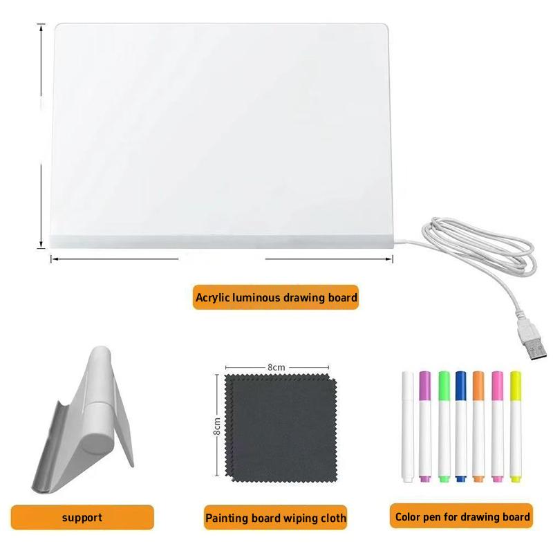 Magic Glow Kids Drawing Board: Reusable LCD Tablet Erasable Light-Up Doodle Pad for Ages 3-6+ Fun Educational Toy Menu Board